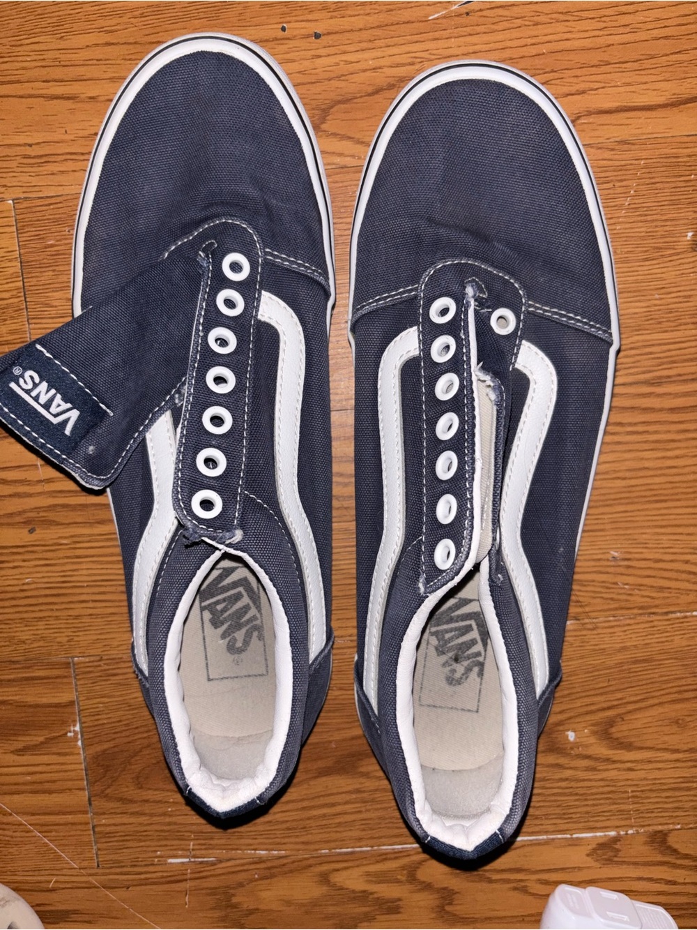 Vans Navy Canvas Low-Top Sneakers with White Side Stripe